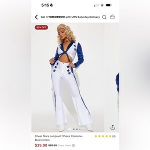Fashion Nova Blue and White Star Jumpsuit